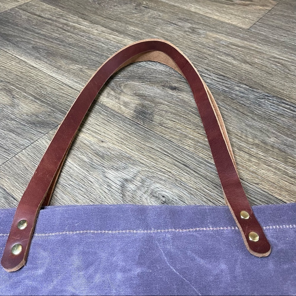 Purple Suede Canvas Bag With Genuine Leather Straps - Picture 7 of 9